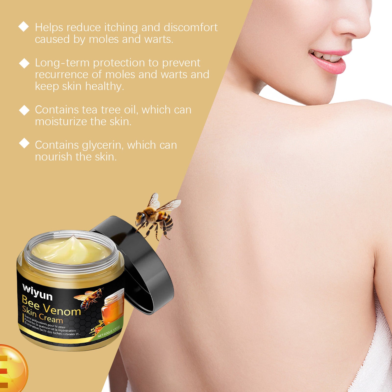 Wiyun Bee Venom Skin Care Cream Gentle Moisturizing Repair Body Blemishes Smooth Body Skin Care Cream by Josla