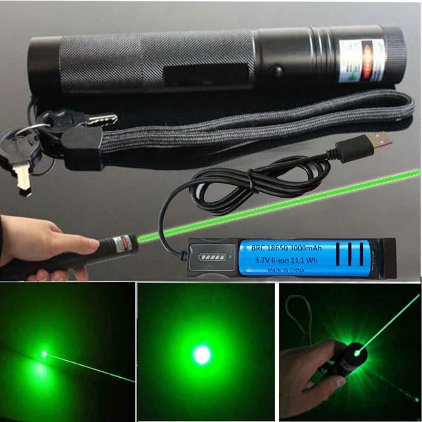 1MW Starker Grüner Laserpointer Outdoor-Lazer-Taschenlampe USB Wiederaufladbar by Josla
