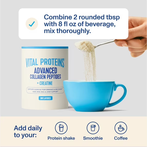 Vital Proteins Advanced Collagen Peptides Plus Creatine Monohydrate Powder, Supports Exercise Performance & Recovery, Unflavored, 10.1 oz by Josla Marketplace
