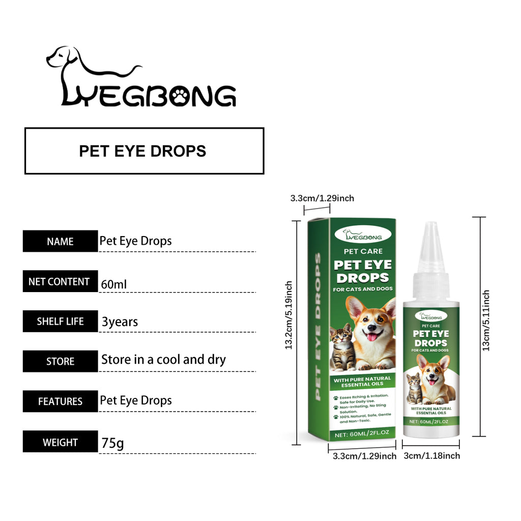 Dog Cat Eye Drops, Gentle Eye Care With Sodium Hyaluronate & Vitamin E, Soothe Irritation, 60ml Pet Eye Cleaner by Josla