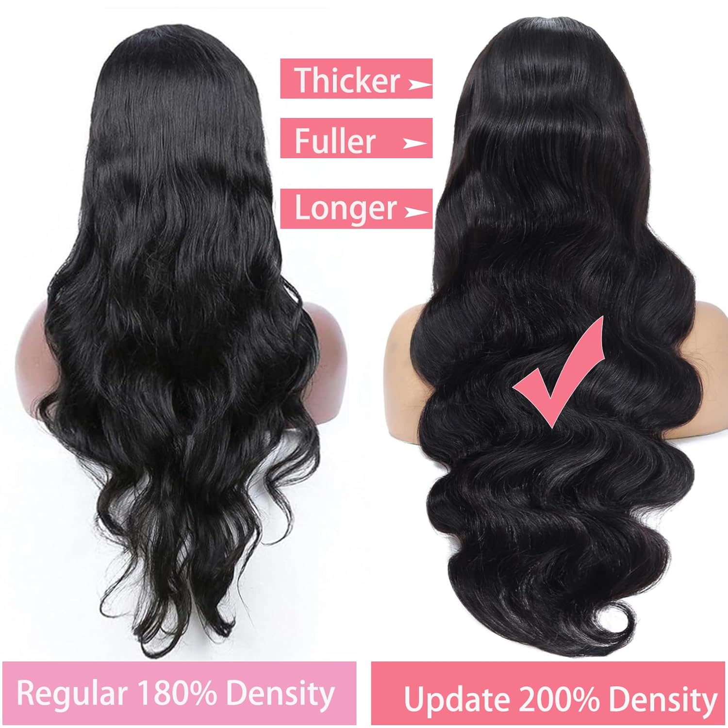 13x6 Front Lace Human Hair Wig, Natural Color, Body Wave, Density by Josla