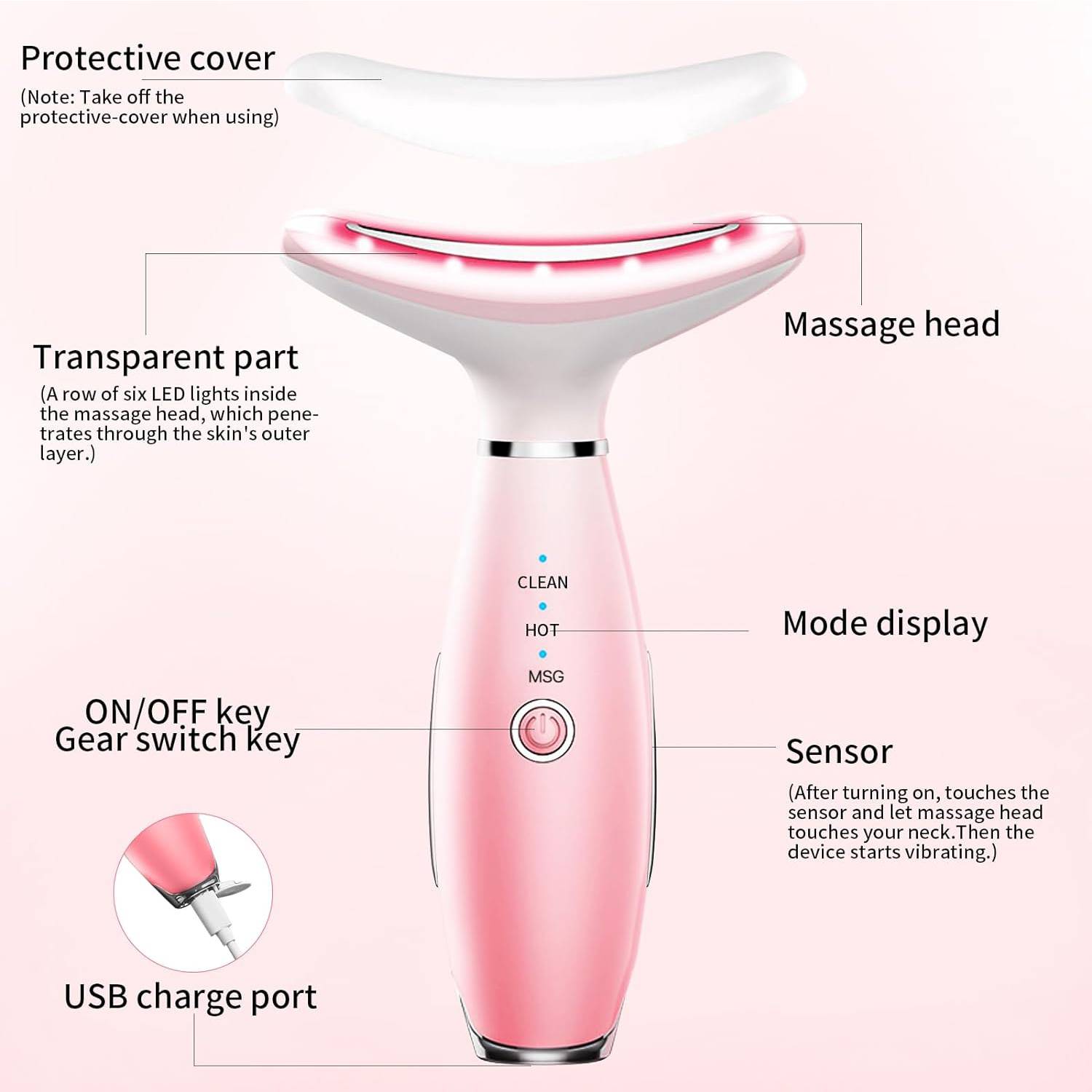 Skin Care Neck Face Massage Tool With Thermals, 3-in-1 Facial Massager by Josla