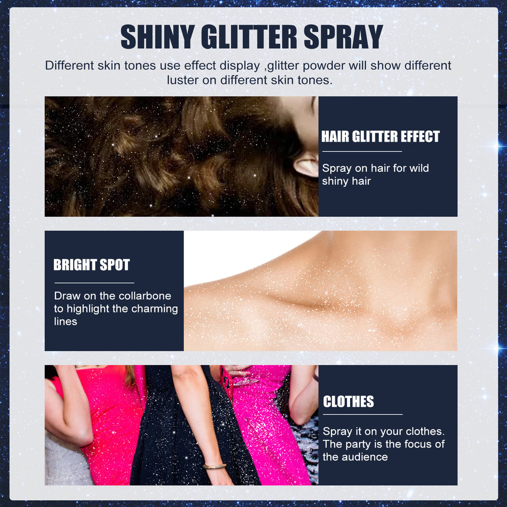 Shiny Glitter Spray, Body Hair Clothes Highlight Shimmer Spray For Halloween Club Party, Long Lasting Sparkle Glitter For Skin Outfits, 60ML by Josla