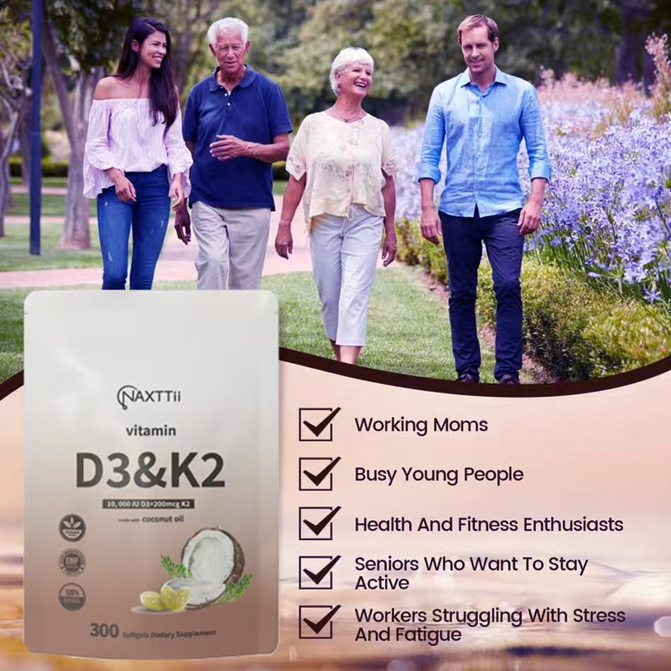 D3K2 Bone Health Softgels 300 Capsules With Clinically Validated Dosage Triple-Action Support For Joints Immunity Heart Health by Josla