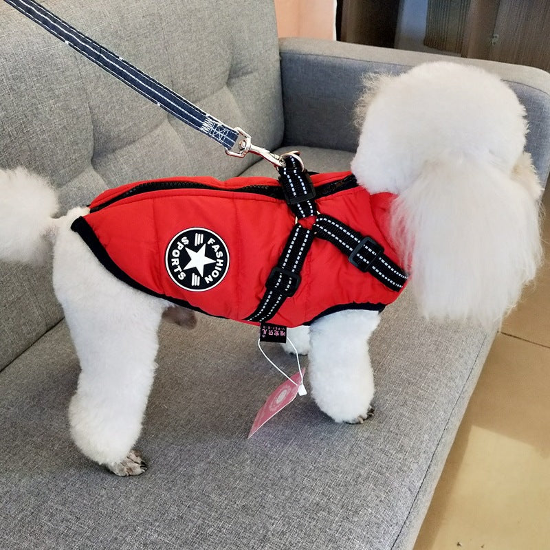 Waterproof Dog Clothes Winter Dog Coat With Harness Warm Pet Clothing Big Dog Jacket Chihuahua Labrador Coat Costume by Josla