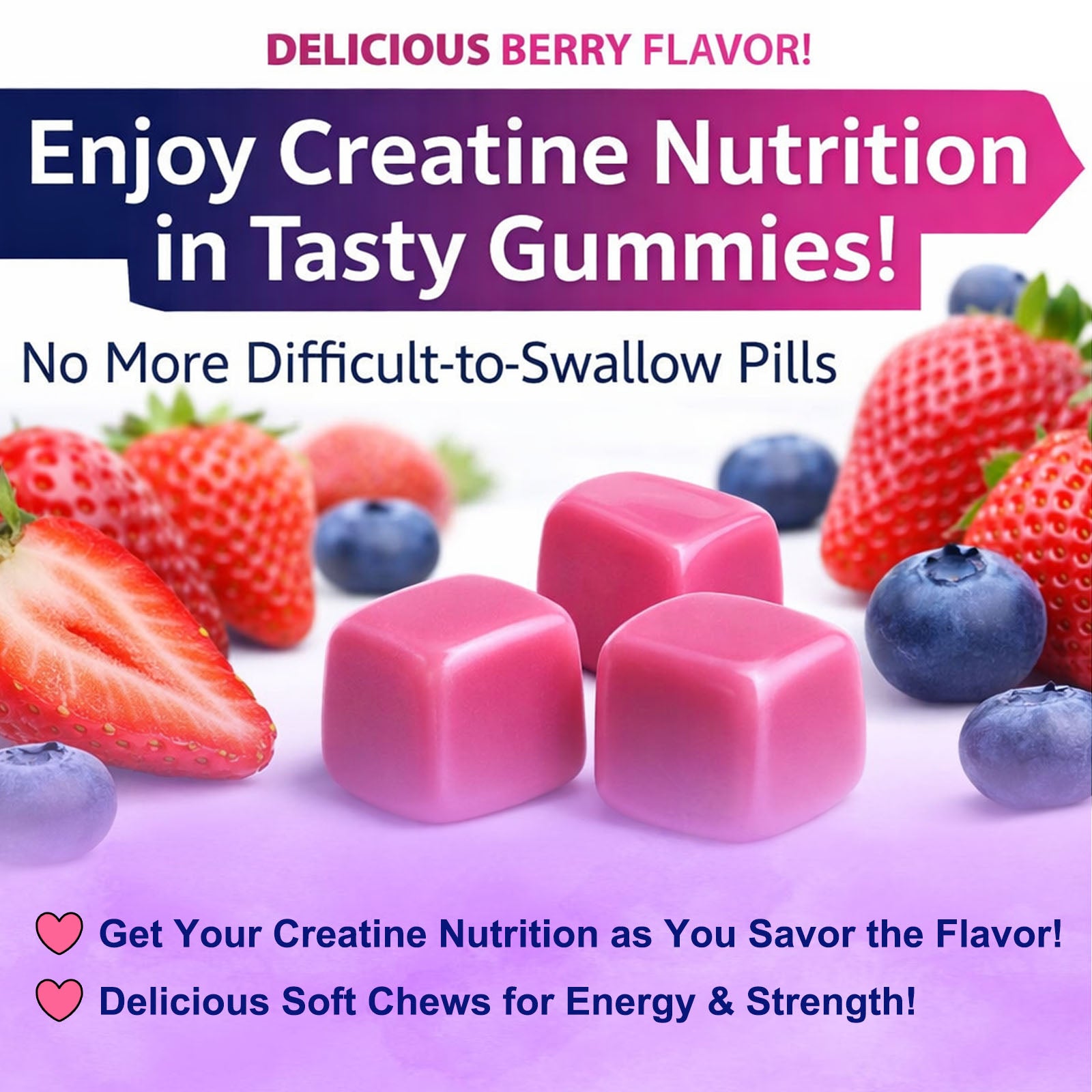 Creatine Monohydrate Gummies, 5 Grams Per Serving, Sugar-free Creatine Gummies, Suitable For Workouts, Strength, Cognitive Health, And Muscle Support, Gluten-free, Berry-enhanced, 36 Gummies. by Josla
