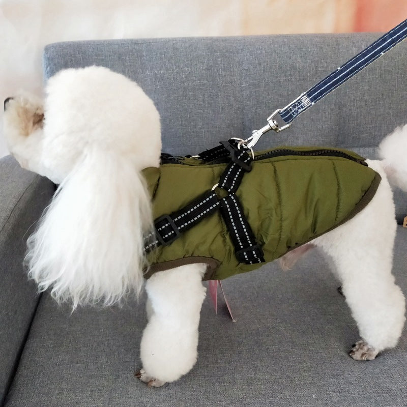Waterproof Dog Clothes Winter Dog Coat With Harness Warm Pet Clothing Big Dog Jacket Chihuahua Labrador Coat Costume by Josla