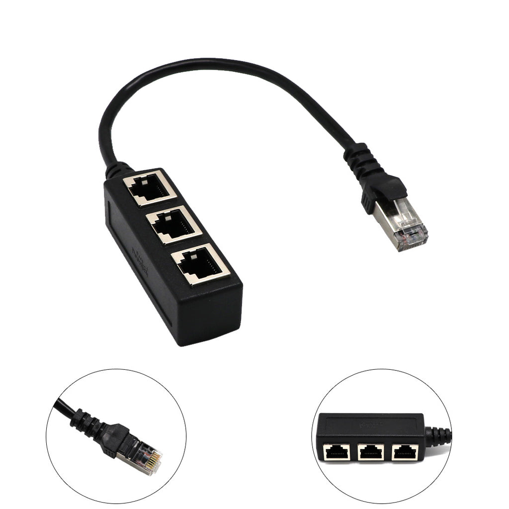 Network Cable Adapter Cable Connecting Line One Male 3 Bus CATE 6 Line by Josla
