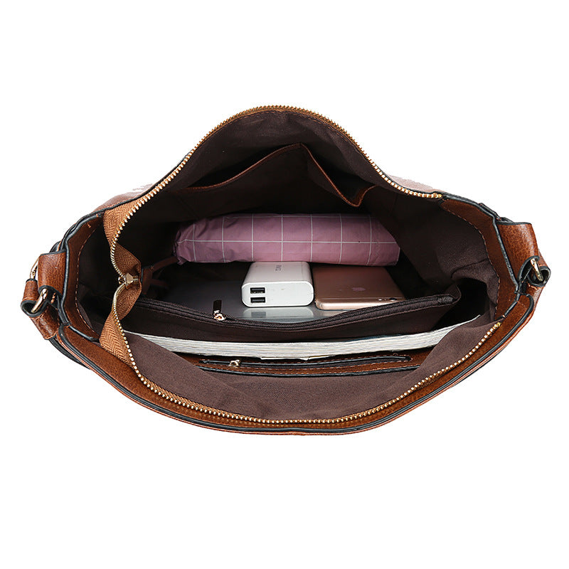 Hobos Zipper Bucket Bags With Adjustable Shoulder-strap Handbags Temperament High Capacity Messenger Shoulder Bag For Women by Josla
