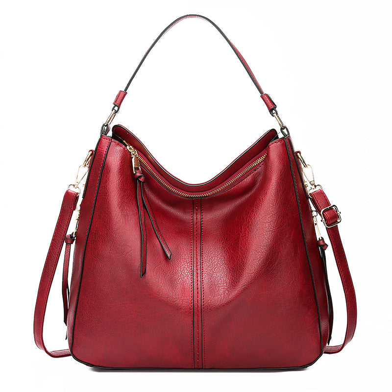 Hobos Zipper Bucket Bags With Adjustable Shoulder-strap Handbags Temperament High Capacity Messenger Shoulder Bag For Women by Josla