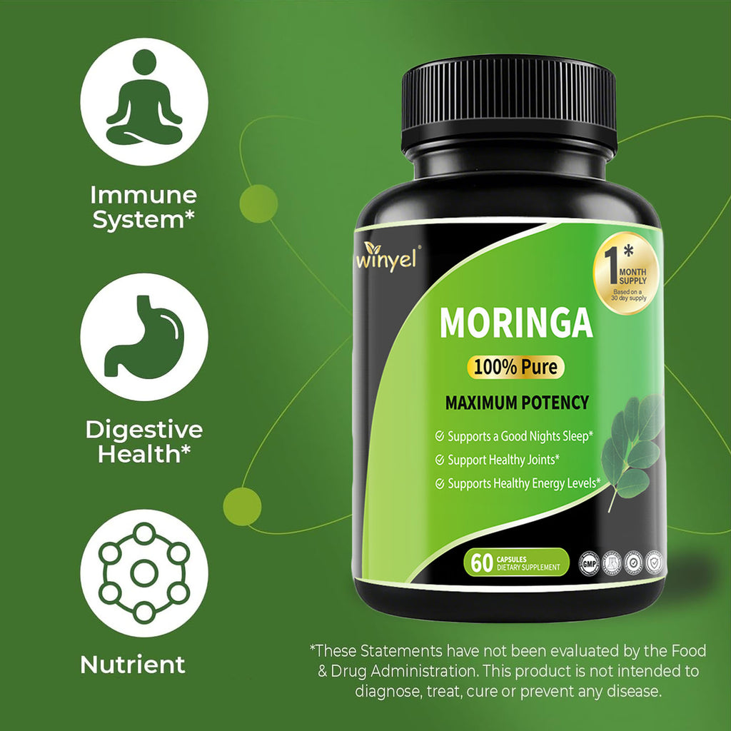 Pure Moringa Capsules - High Potency, Health & Fitness With Essential Vitamins & Amino Acids - 60 Capsules by Josla