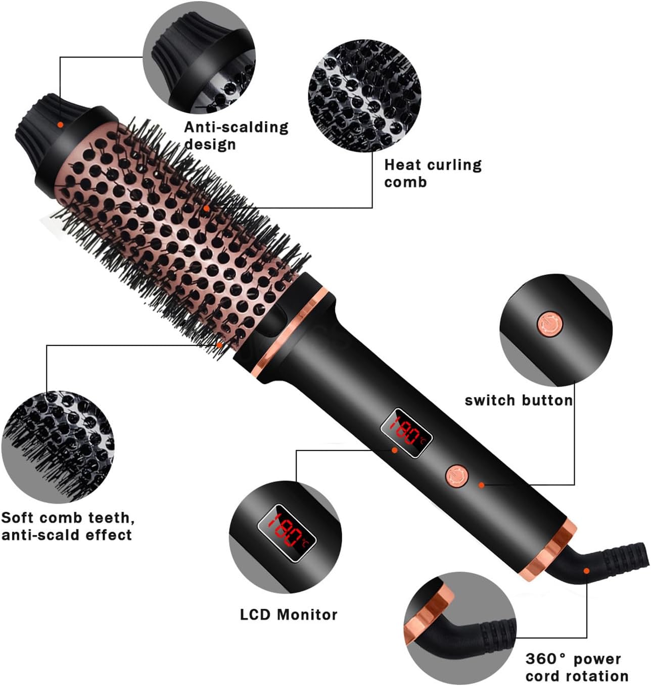 Hot-Air Brushes Thermal Brush 1.5 Inch Curling Iron Volumizing Brush by Josla