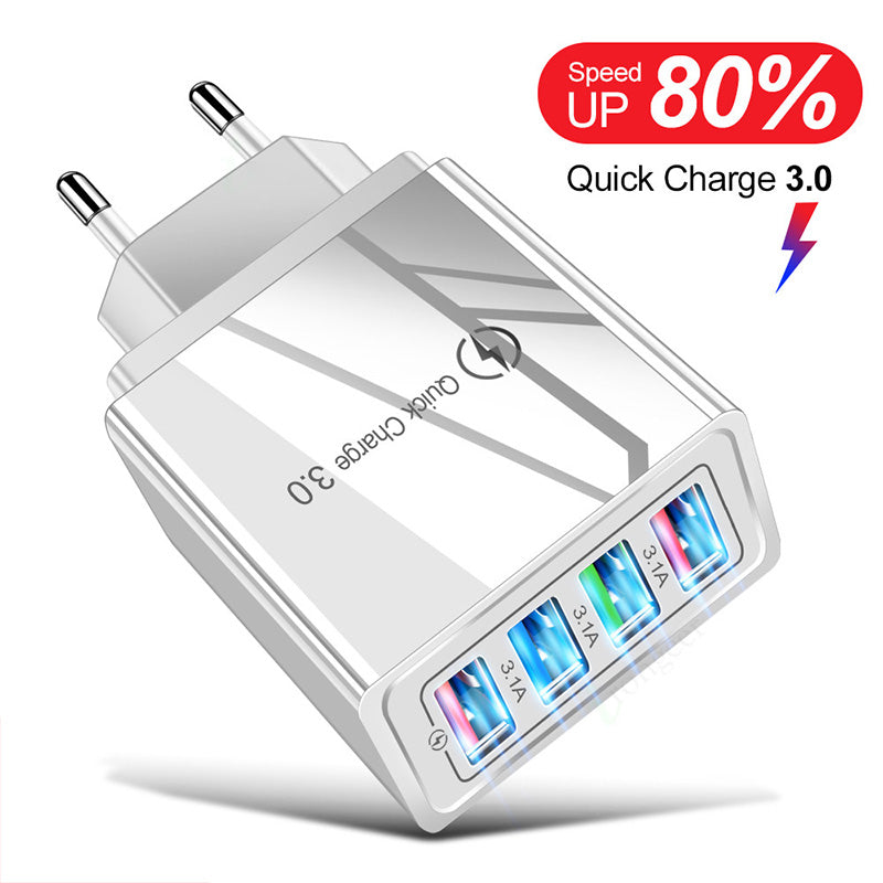 USB Charger Quick Charge 3.0 4 Phone Adapter For Tablet Portable Wall Mobile Charger Fast Charger by Josla