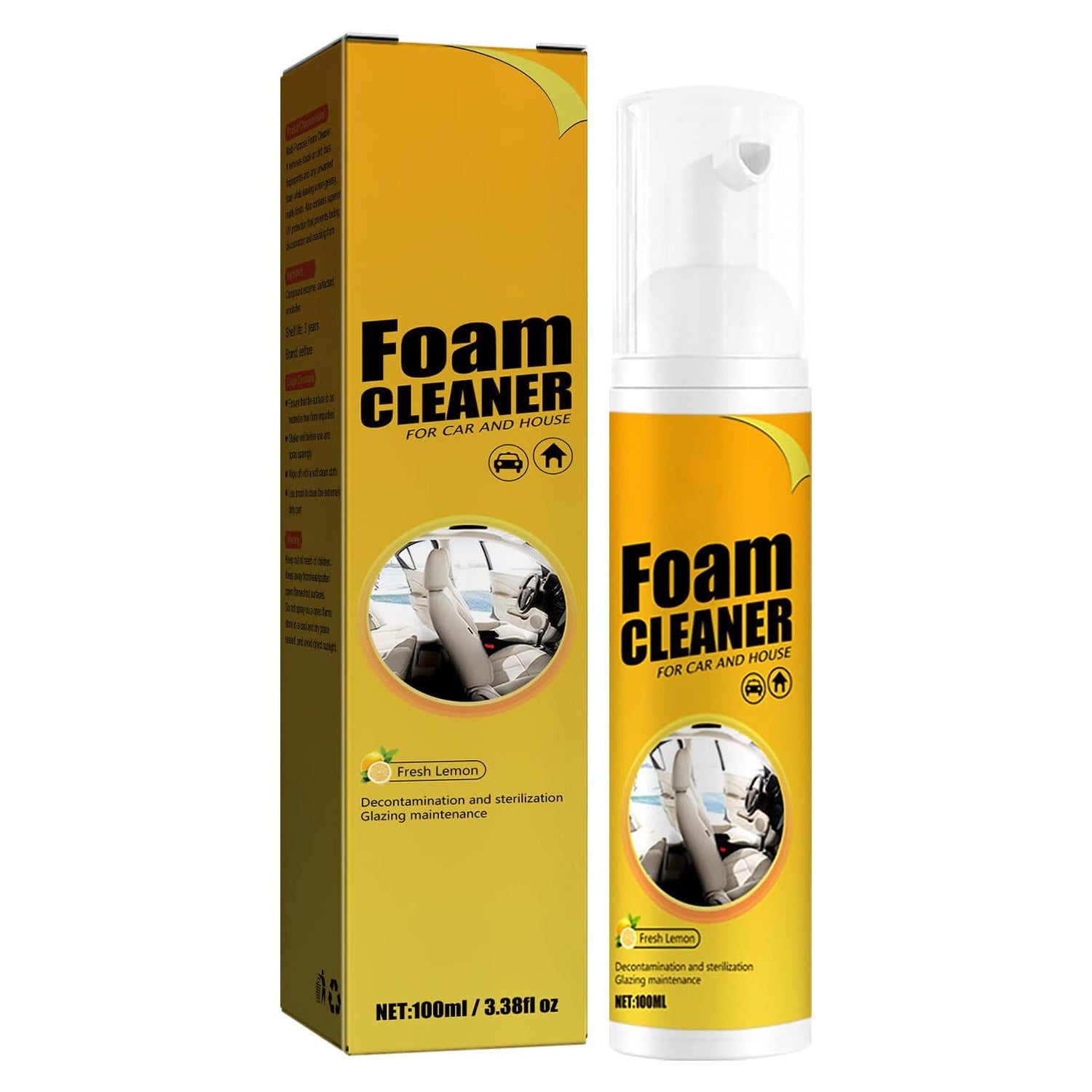 2Pcs Multipurpose Foam Cleaner Spray 100ml, Foam Cleaner For Car And House Lemon Flavor, All-Purpose Household Cleaners For Car And Kitchen by Josla