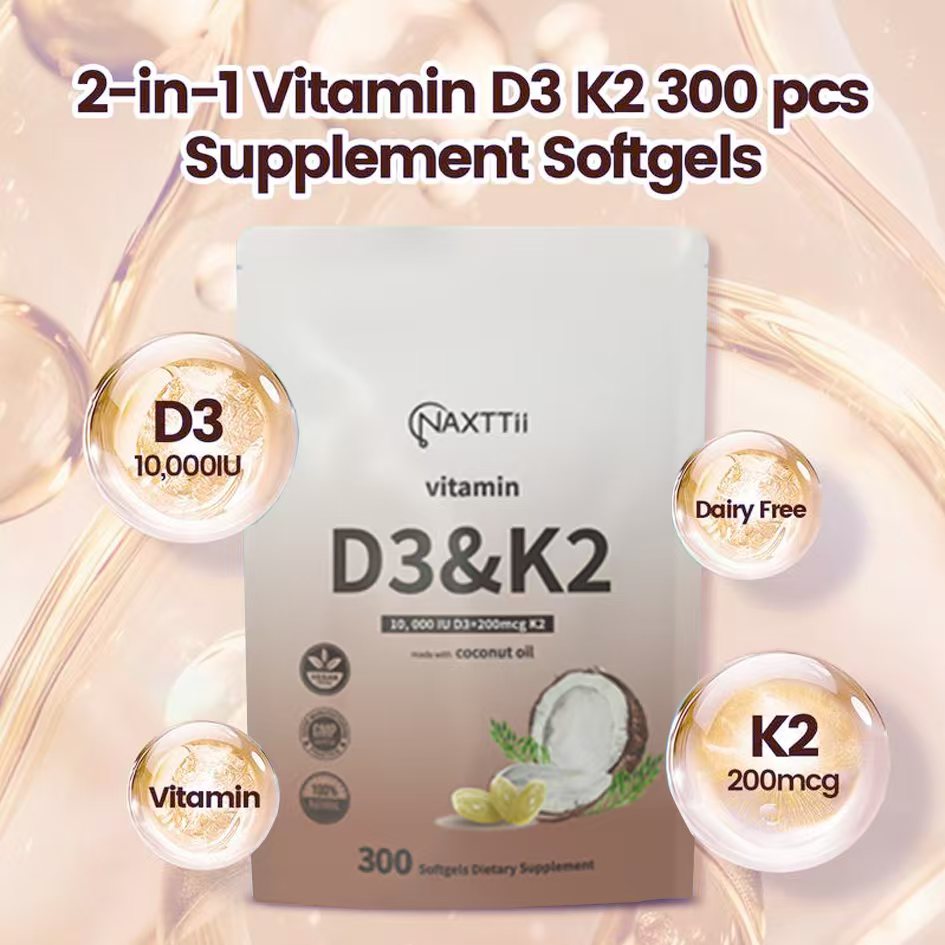 D3K2 Bone Health Softgels 300 Capsules With Clinically Validated Dosage Triple-Action Support For Joints Immunity Heart Health by Josla