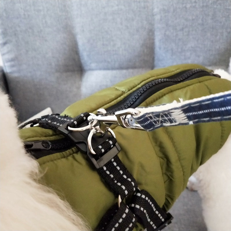 Waterproof Dog Clothes Winter Dog Coat With Harness Warm Pet Clothing Big Dog Jacket Chihuahua Labrador Coat Costume by Josla