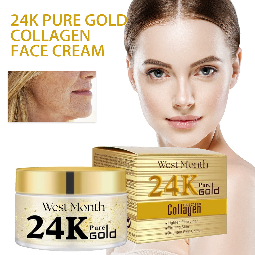 West Month 24k Pure Gold Collagen Face Cream, Lighten Lines Brighten Skin, Firm And Anti-wrinkle Cream by Josla