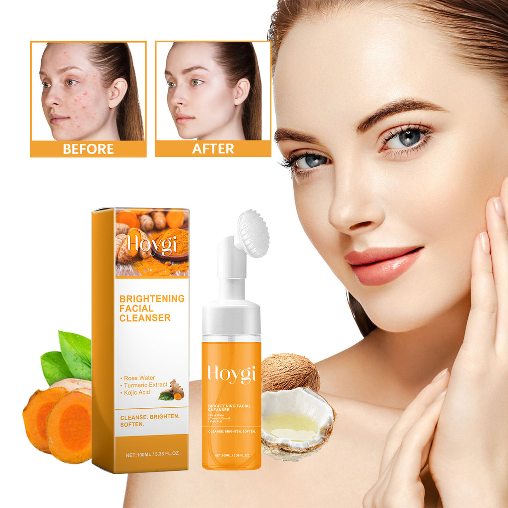 Turmeric Brightening Facial Cleanser Foam With Built-in Brush, Deep Pore Cleansing, Moisturizing Soft Skin For All Skin Types by Josla