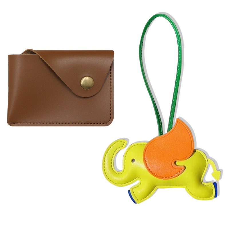 Cute Elephant Bag Pendant Keychain Chic PU Leather Keychains Phone Straps Chain Stylish Keyring,Leather Card Case And Leather Key Charm by Josla