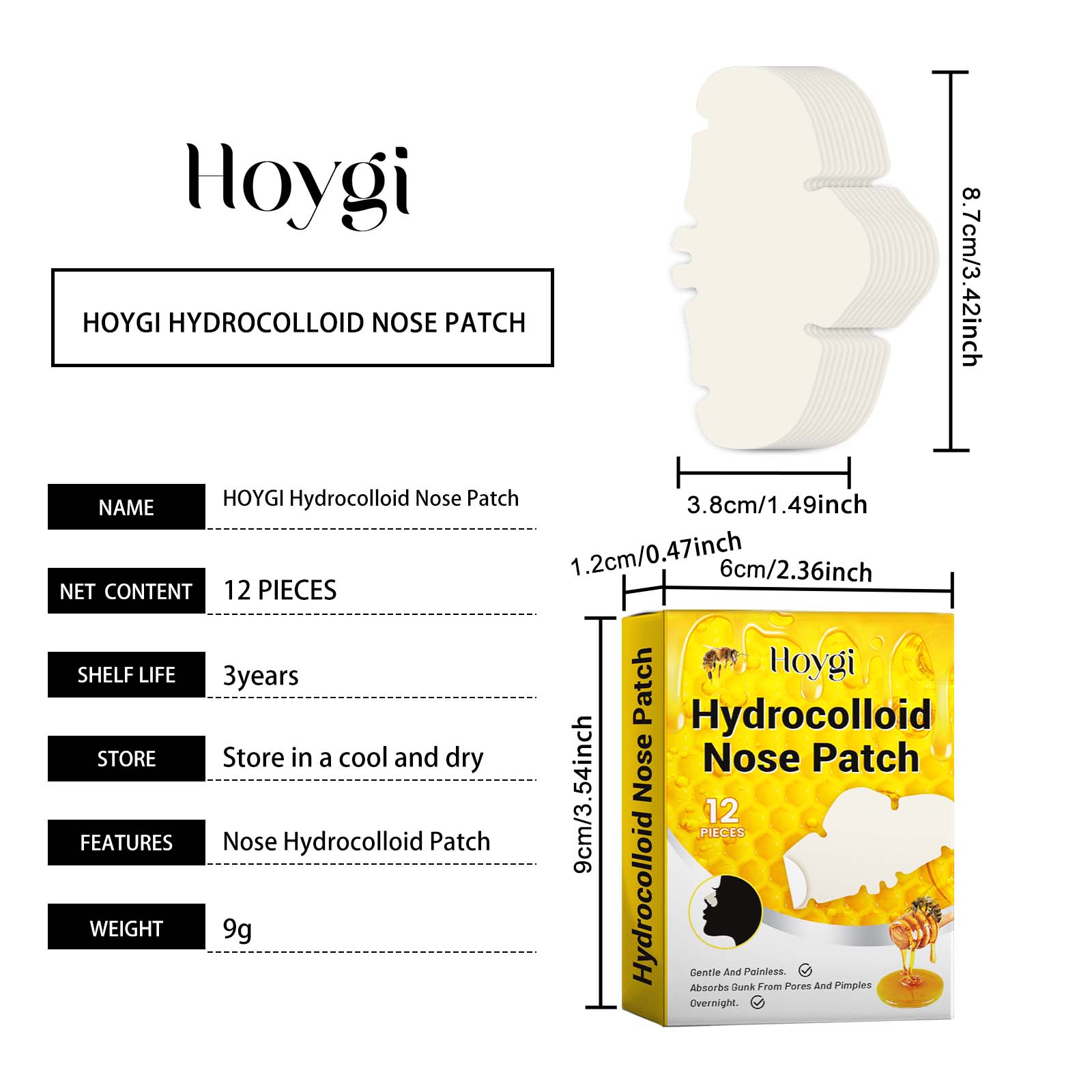 Hoygi Hydrocolloid Nose Patch, Hydrocolloid Invisible Concealer To Remove Blackheads And Acne Facial Pore Cleaning Nose Patch by Josla
