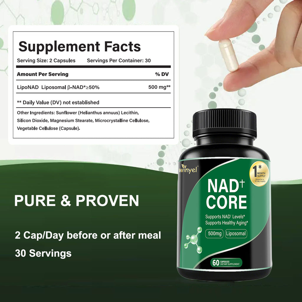 60 Capsules Of High-concentration Liposomal NAD Enhancer - Energy, Focus, And Healthy Aging, Containing Nicotinamide Riboside, Resveratrol, And Rutin - High-quality, High-purity Formula by Josla