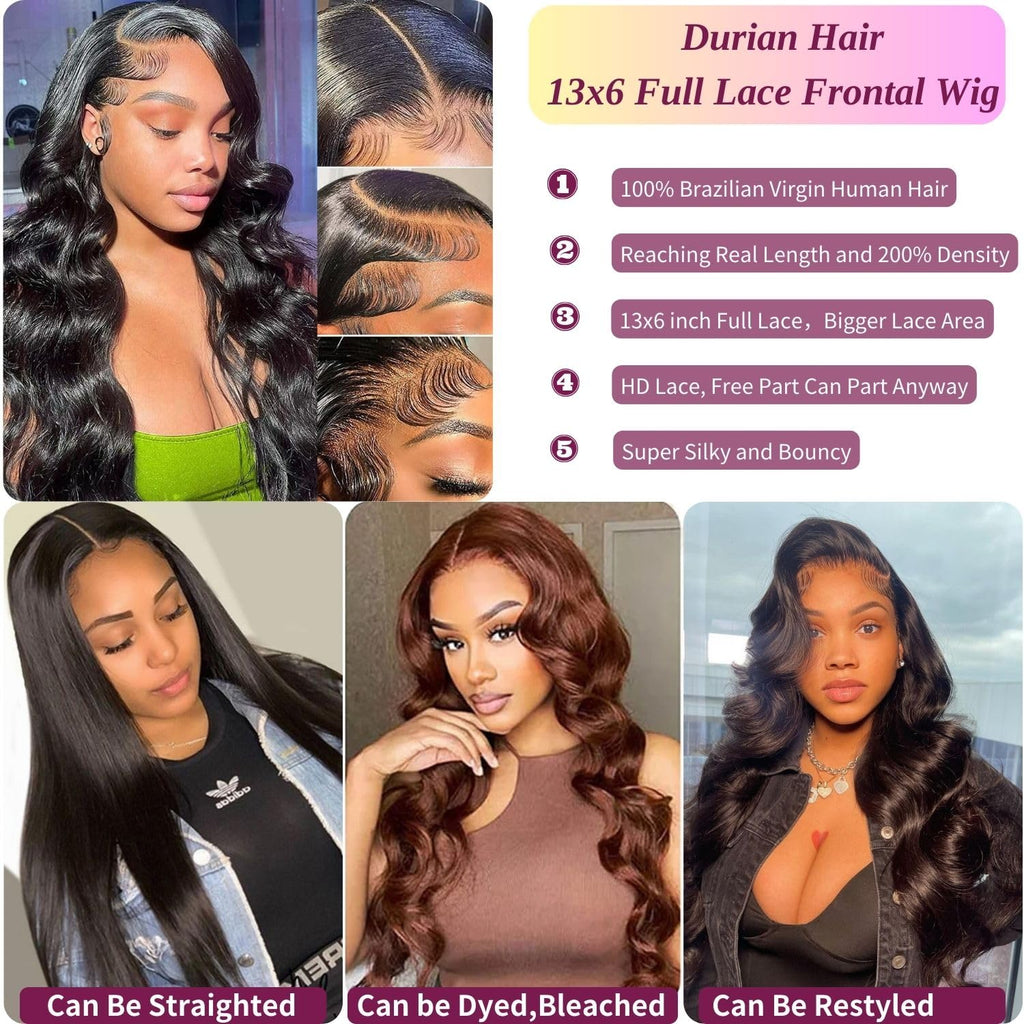 13x6 Front Lace Human Hair Wig, Natural Color, Body Wave, Density by Josla