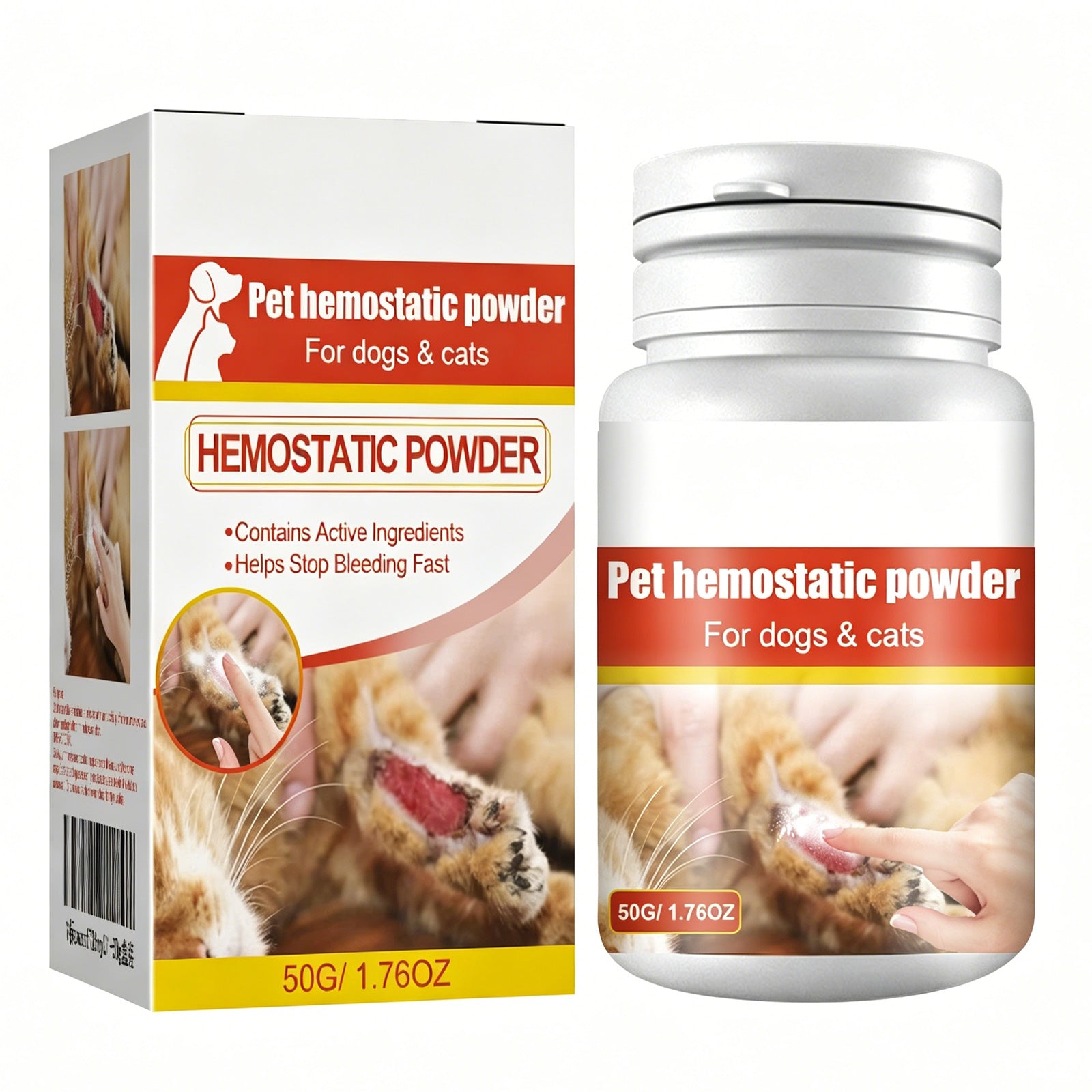 Pet Hemostatic Powder, Fast Bleeding Stop Wound Care Powder For Dogs Cats, Gentle Pet Nail Cut Skin Injury Healing Powder 50g by Josla