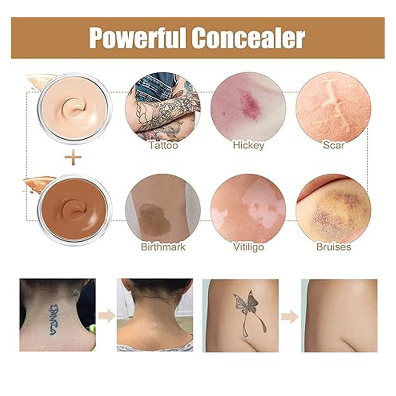 Tattoo Cover Up Makeup Waterproof, Professional Tattoo Concealer Use On Body, For Legs, Dark Spots, Scars, Vitiligo by Josla