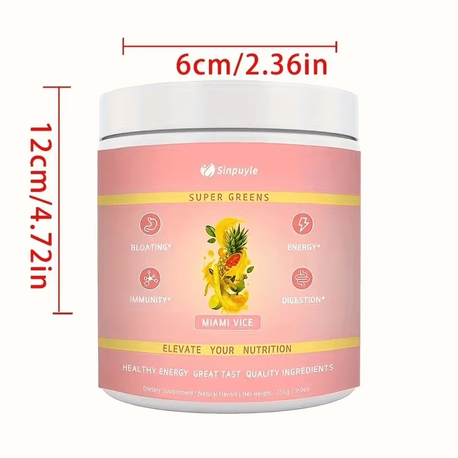 Super Greens Powder Miami Vice Flavor 255g Natural Daily Greens Supplement Supports Energy Digestion Immunity Bloating Relief by Josla
