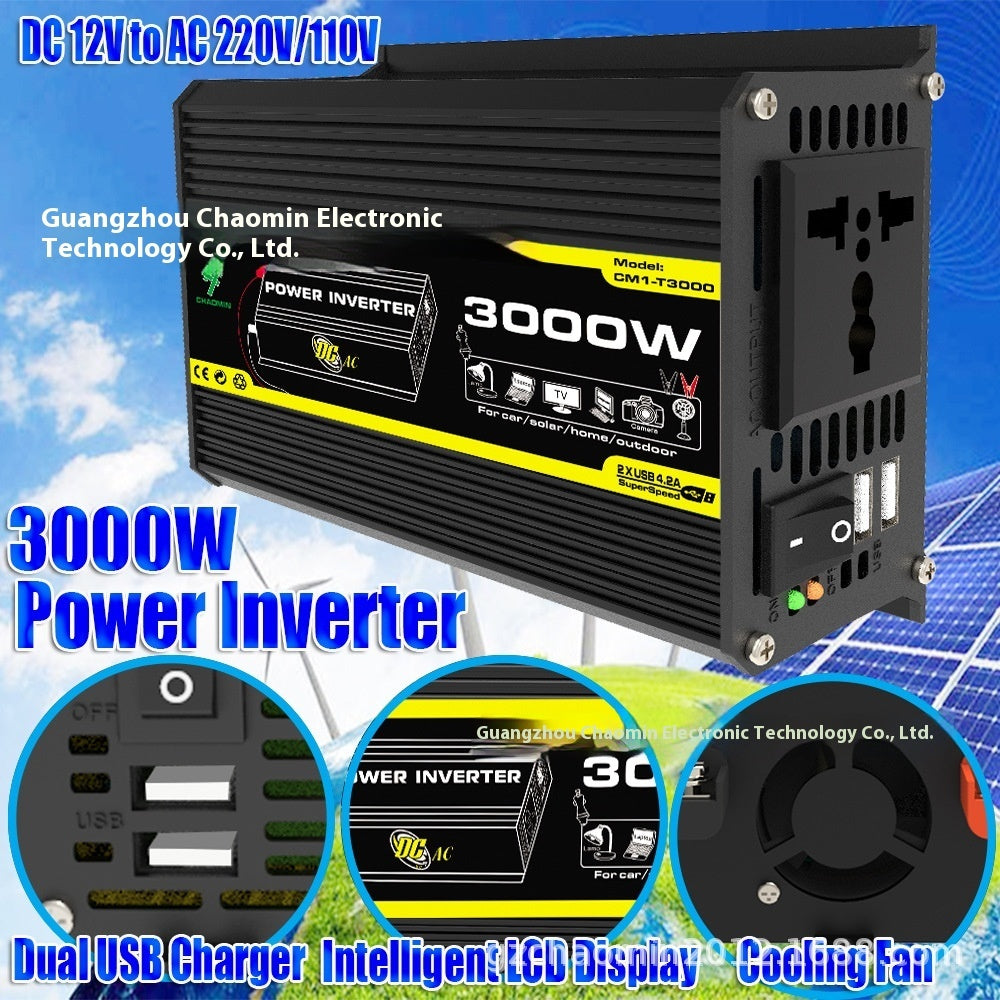 Inverter 12V To 220V110V3000W Vehicle Solar Power Conversion Inverter Off-grid High Frequency Correction by Josla
