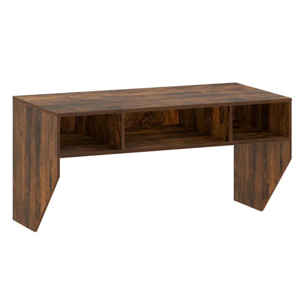 Rustic Brown Wall-Mounted Floating Computer Desk With 3-Cube Storage, Sturdy Wooden Workstation For Home Office by Josla