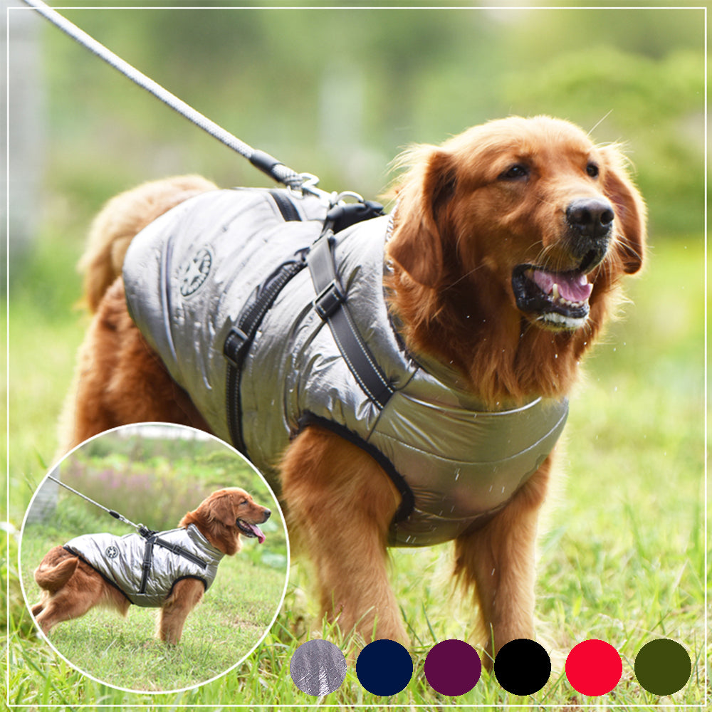 Waterproof Dog Clothes Winter Dog Coat With Harness Warm Pet Clothing Big Dog Jacket Chihuahua Labrador Coat Costume by Josla