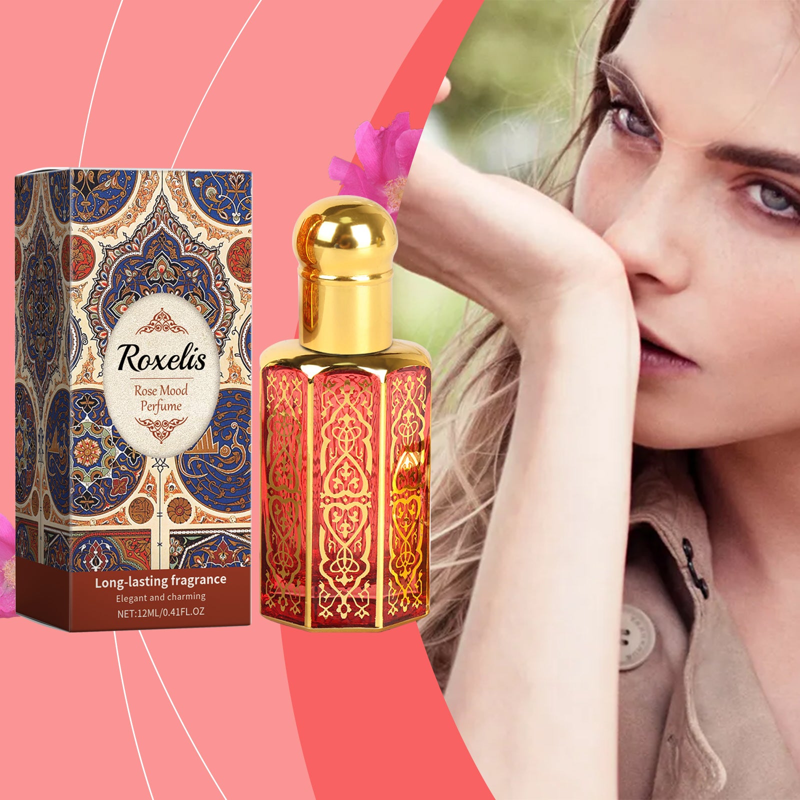 Arabian Roll On Perfume Oil, Rose Mood, Long Lasting Women Fragrance, 12ml by Josla
