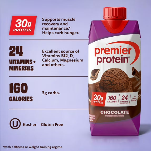 Premier Protein Shake, Chocolate, 30g Protein, 11 Fl Oz, 4 Ct by Josla Marketplace