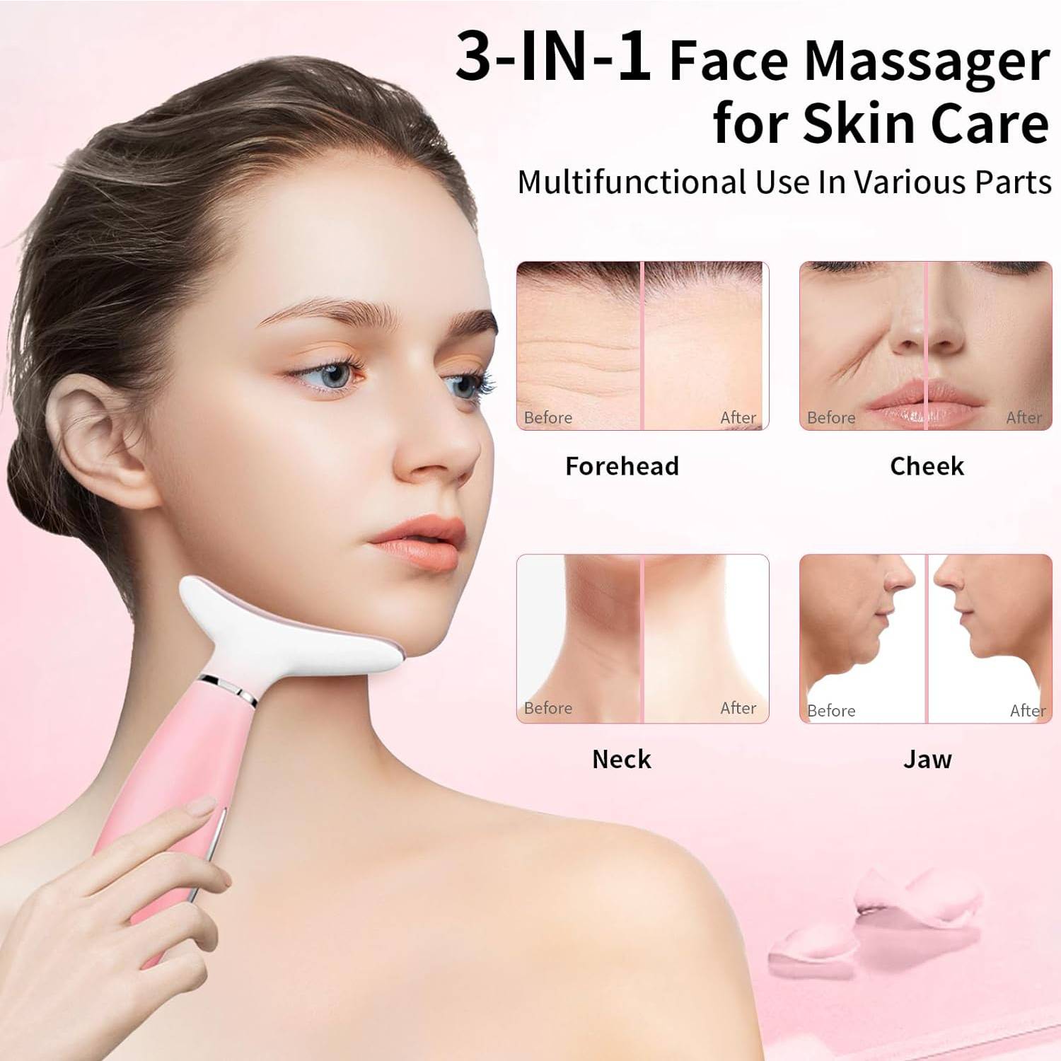 Skin Care Neck Face Massage Tool With Thermals, 3-in-1 Facial Massager by Josla