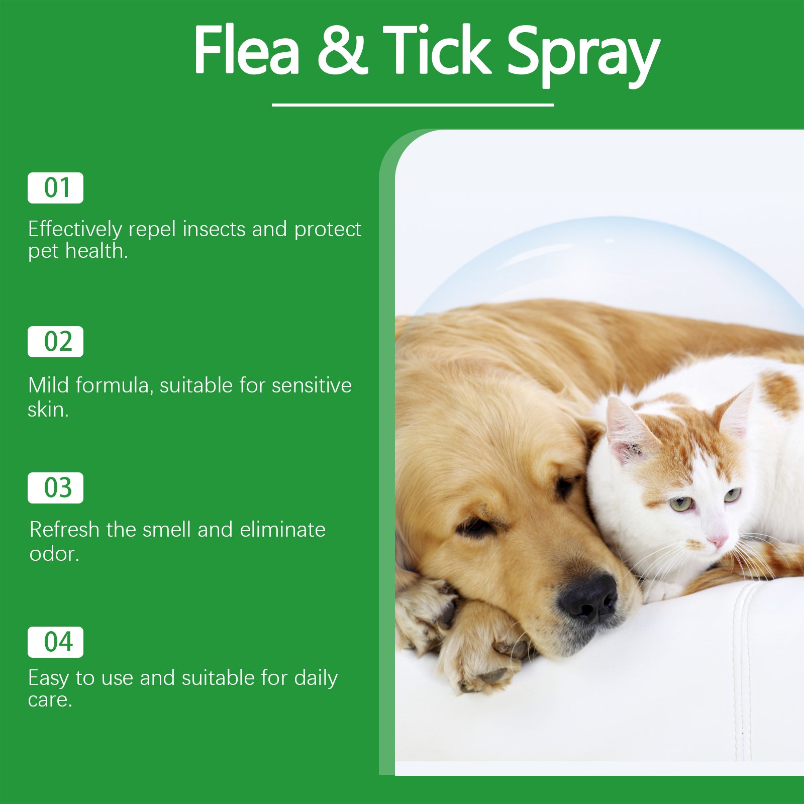 Natural Flea & Tick Spray For Dogs & Cats, Plant-Based Pest Repellent Kills Fleas, Ticks, Lice & Mites by Josla
