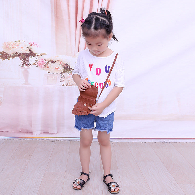 Girls change small bag children bags Pu all-match creative Xiekua package small fox tassel bag by Josla