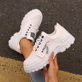 Lace-up Sports Shoes With Side-Zipper Design Fashion Thick-soled Round-toe Casual Shoes For Women Sneakers by Josla