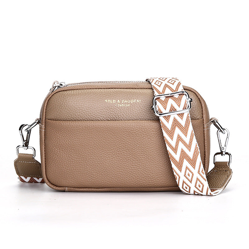 Fashion Simple Shoulder Messenger Bag Top Layer Cowhide Small Square Bag by Josla