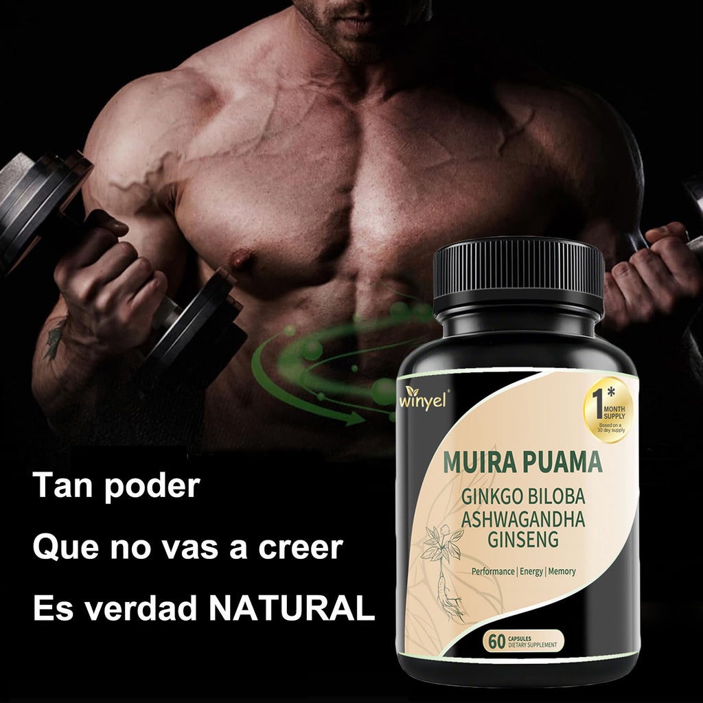 Muira Puama Ginseng Ashwagandha Ginkgo Tribulus Herbal Supplements Unleash Your Potential Through Our Pills Dietary Supplements, Help Promote An Active And Healthy Lifestyle 60 Capsules by Josla