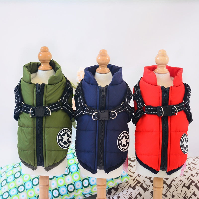 Waterproof Dog Clothes Winter Dog Coat With Harness Warm Pet Clothing Big Dog Jacket Chihuahua Labrador Coat Costume by Josla