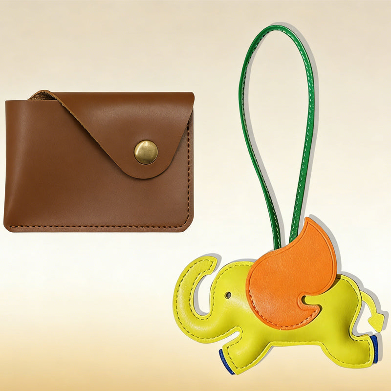 Cute Elephant Bag Pendant Keychain Chic PU Leather Keychains Phone Straps Chain Stylish Keyring,Leather Card Case And Leather Key Charm by Josla