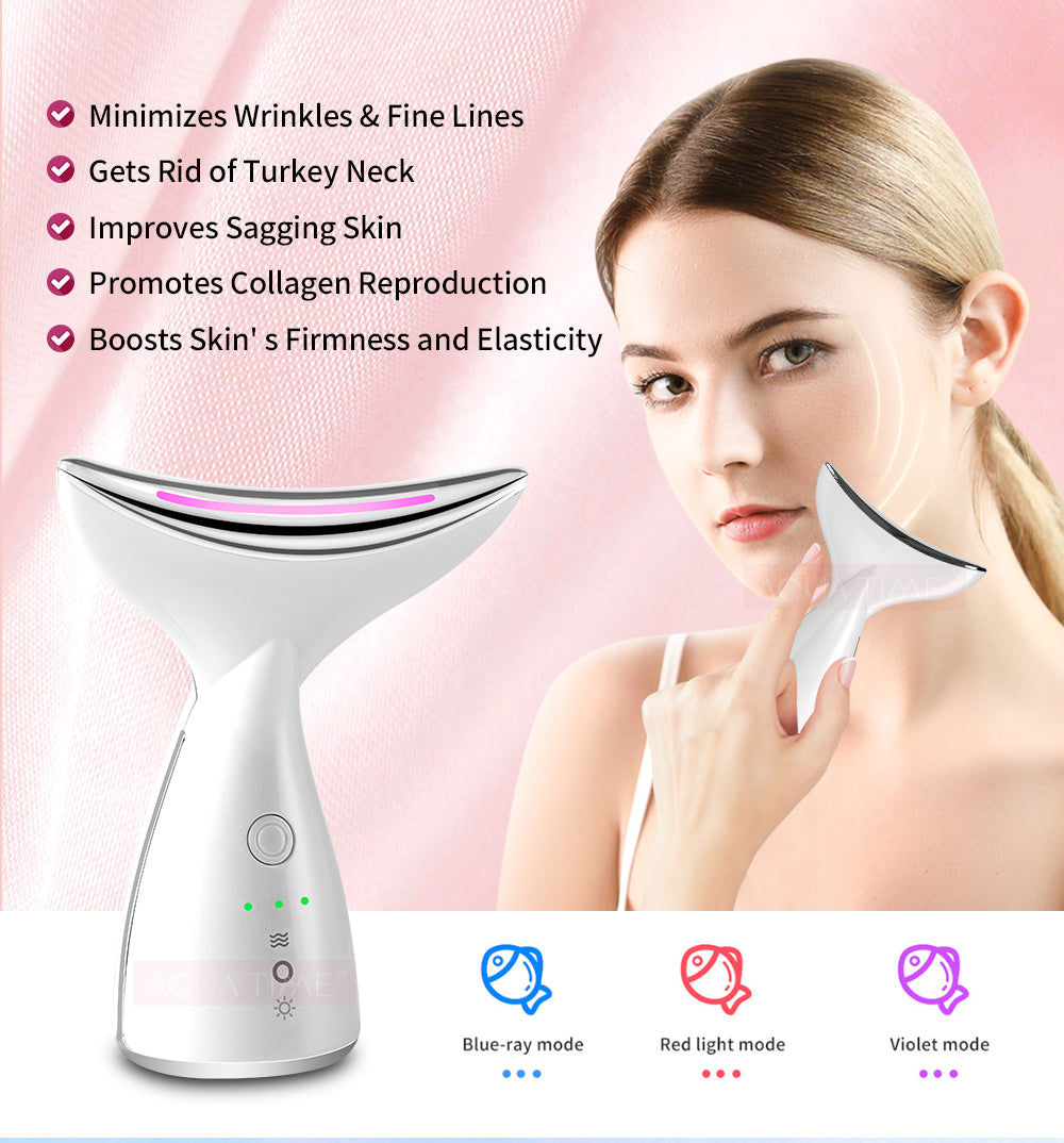 EMS Microcurrent Neck Face Beauty Device With 3 Colors LED Photon Therapy Skin Tighten Reduce Double Chin Face Lifting Devices by Josla