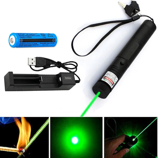 1MW Starker Grüner Laserpointer Outdoor-Lazer-Taschenlampe USB Wiederaufladbar by Josla