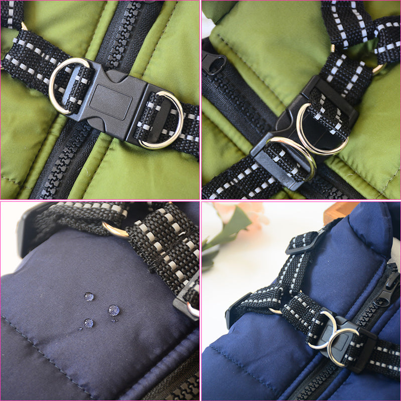 Waterproof Dog Clothes Winter Dog Coat With Harness Warm Pet Clothing Big Dog Jacket Chihuahua Labrador Coat Costume by Josla