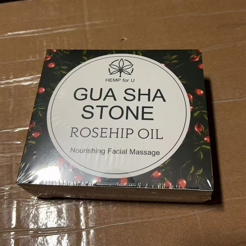 Gua Sha Massage Tools & Rosehip Oil In One Set, Nature Jade Stone Facial Gua Sha Products For Skin Massage, Beauty And Moisturizing , With Nice Travel Pouch by Josla