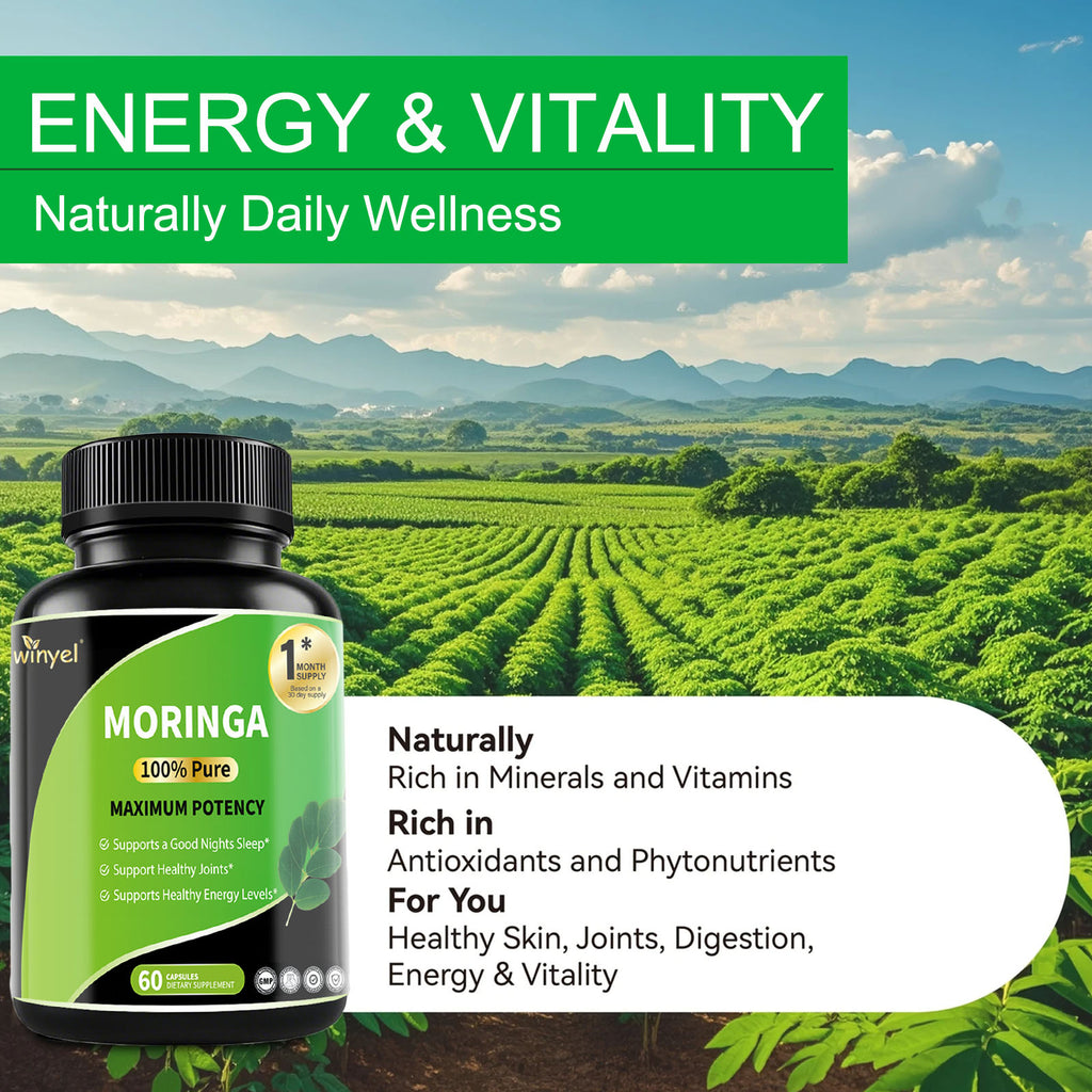 Pure Moringa Capsules - High Potency, Health & Fitness With Essential Vitamins & Amino Acids - 60 Capsules by Josla