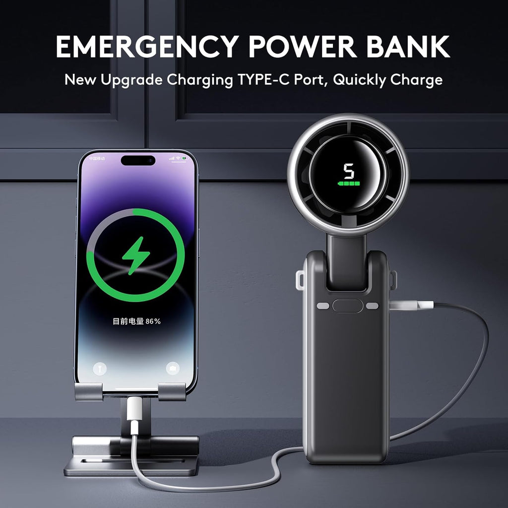 3 IN 1 Portable Handheld Turbo Fan, 5 Gear Wind,5000mAh Battery Operated by Josla