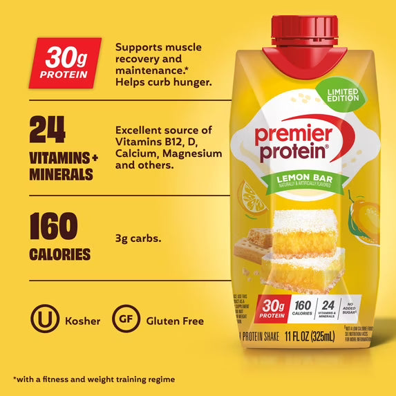 Premier Protein Shake, Lemon Bar , 30g Protein, 11 fl oz, 4 Ct by Josla Marketplace