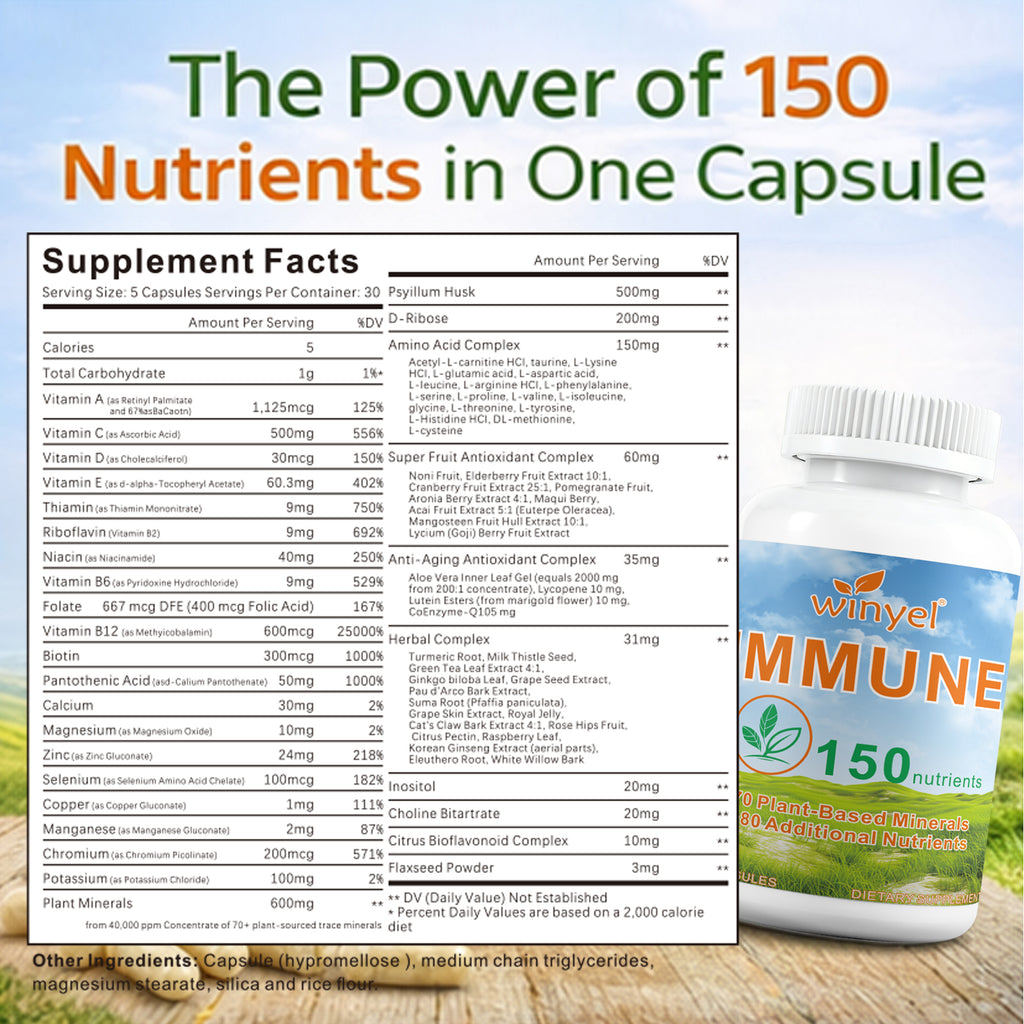 WINYEL IMMUNE 150 - The Ultimate Multivitamin & Immne Supplement, IMMU 150 Capsules - 150 Capsules by Josla